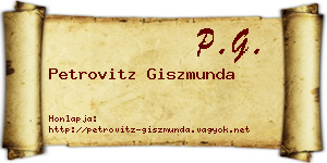 Petrovitz Giszmunda névjegykártya